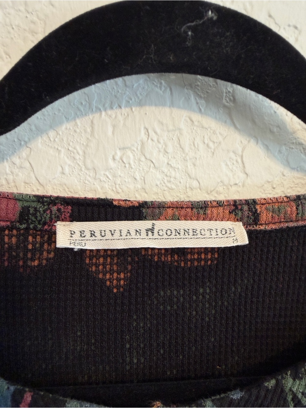 Peruvian Connection Stencil Flower Thermal Tunic Size M - Picture 5 of 5